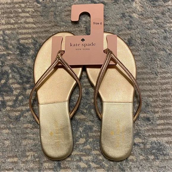 NWT Kate Spade Cabana Sandals pale gold/rose gold size 6.0 - Picture 2 of 3